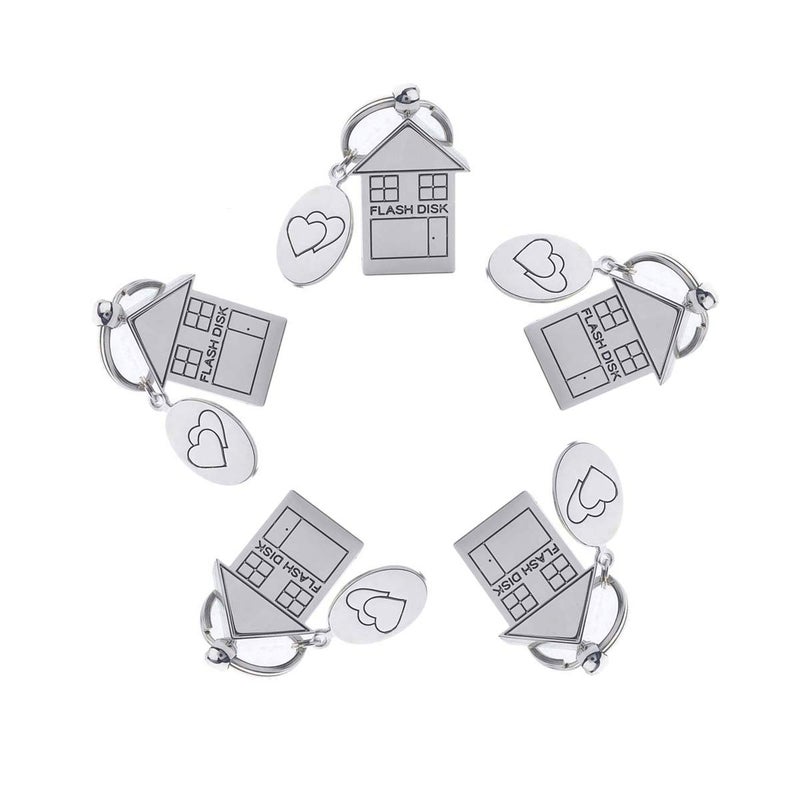 ANGROC 5PCS Folding Metal House Shaped USB 3.0 16GB USB Flash Drive Memory Stick Fold Storage Stick Pen-(Silver) - Image 1
